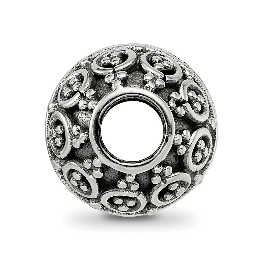 Alternate view of the Sterling Silver Antiqued Artisan Round Bead Charm by The Black Bow Jewelry Co.