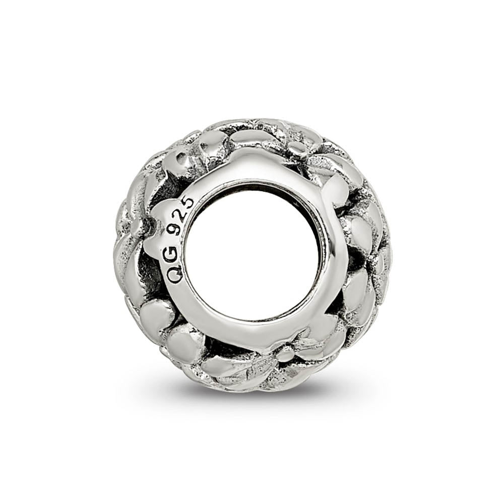 Alternate view of the Sterling Silver Antiqued Openwork Flower Bead Charm by The Black Bow Jewelry Co.