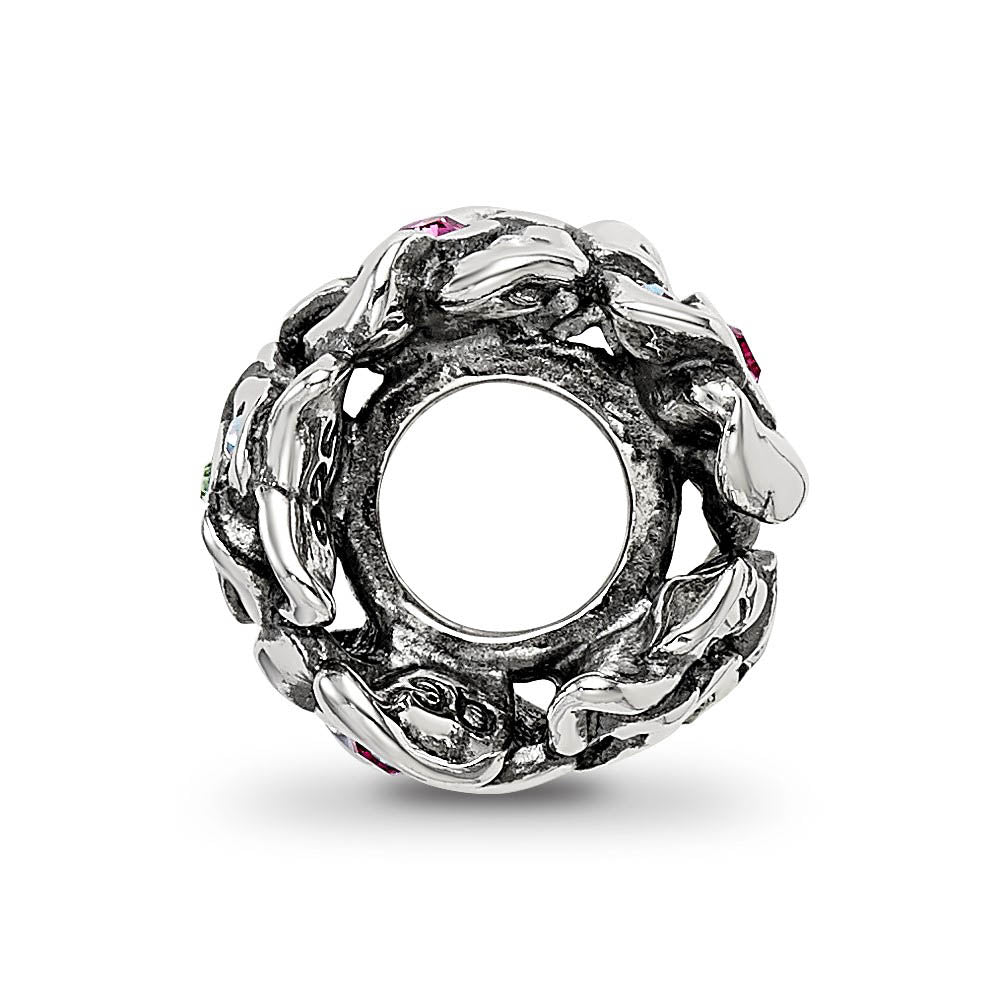 Alternate view of the Sterling Silver & Multicolor Crystal Cherry Blossoms Bead Charm by The Black Bow Jewelry Co.