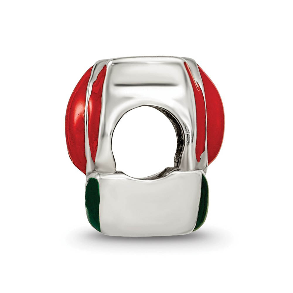Alternate view of the Sterling Silver, Red and Green Enameled Tulip Bead Charm by The Black Bow Jewelry Co.