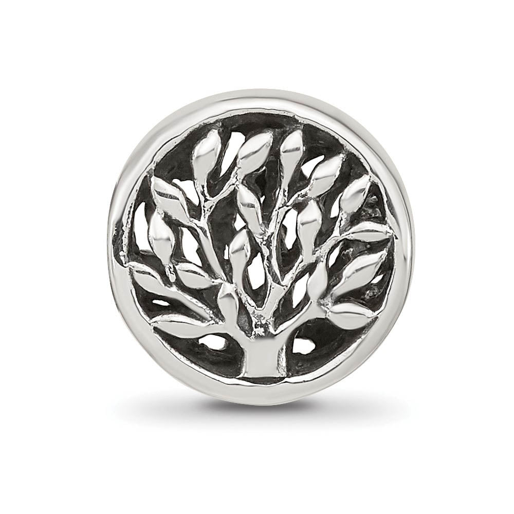 Alternate view of the Sterling Silver Double Sided Cylinder Tree Bead Charm, 10mm by The Black Bow Jewelry Co.