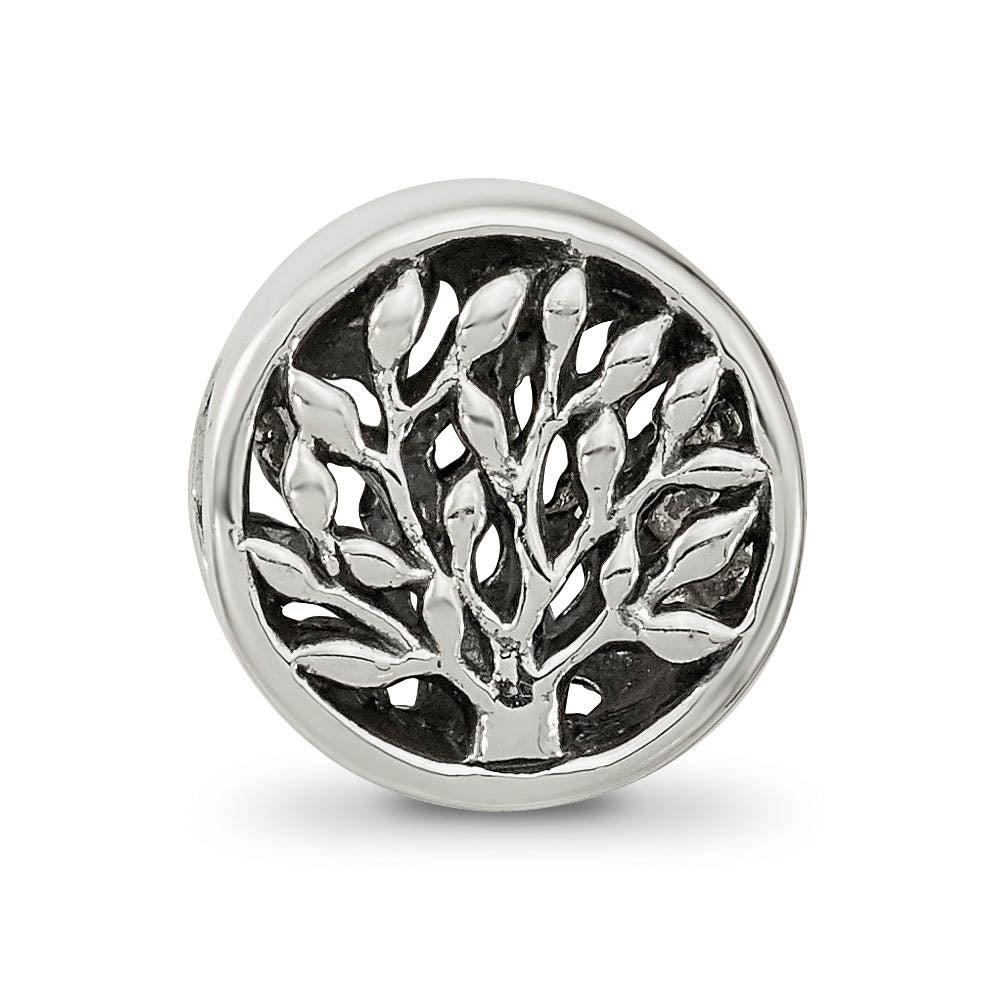 Alternate view of the Sterling Silver Double Sided Cylinder Tree Bead Charm, 10mm by The Black Bow Jewelry Co.