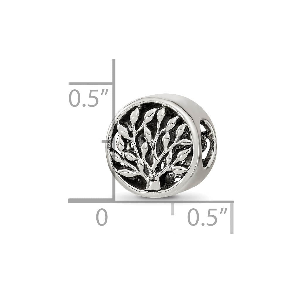 Alternate view of the Sterling Silver Double Sided Cylinder Tree Bead Charm, 10mm by The Black Bow Jewelry Co.