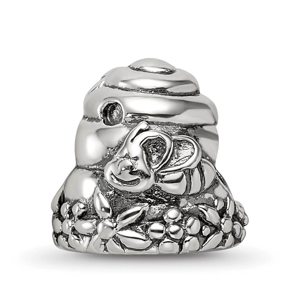 Alternate view of the Sterling Silver Antiqued Beehive Bead Charm by The Black Bow Jewelry Co.