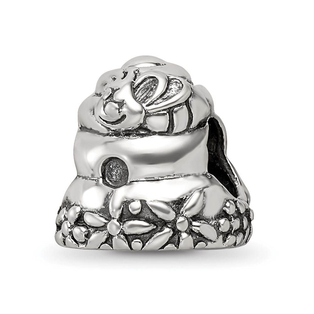 Alternate view of the Sterling Silver Antiqued Beehive Bead Charm by The Black Bow Jewelry Co.