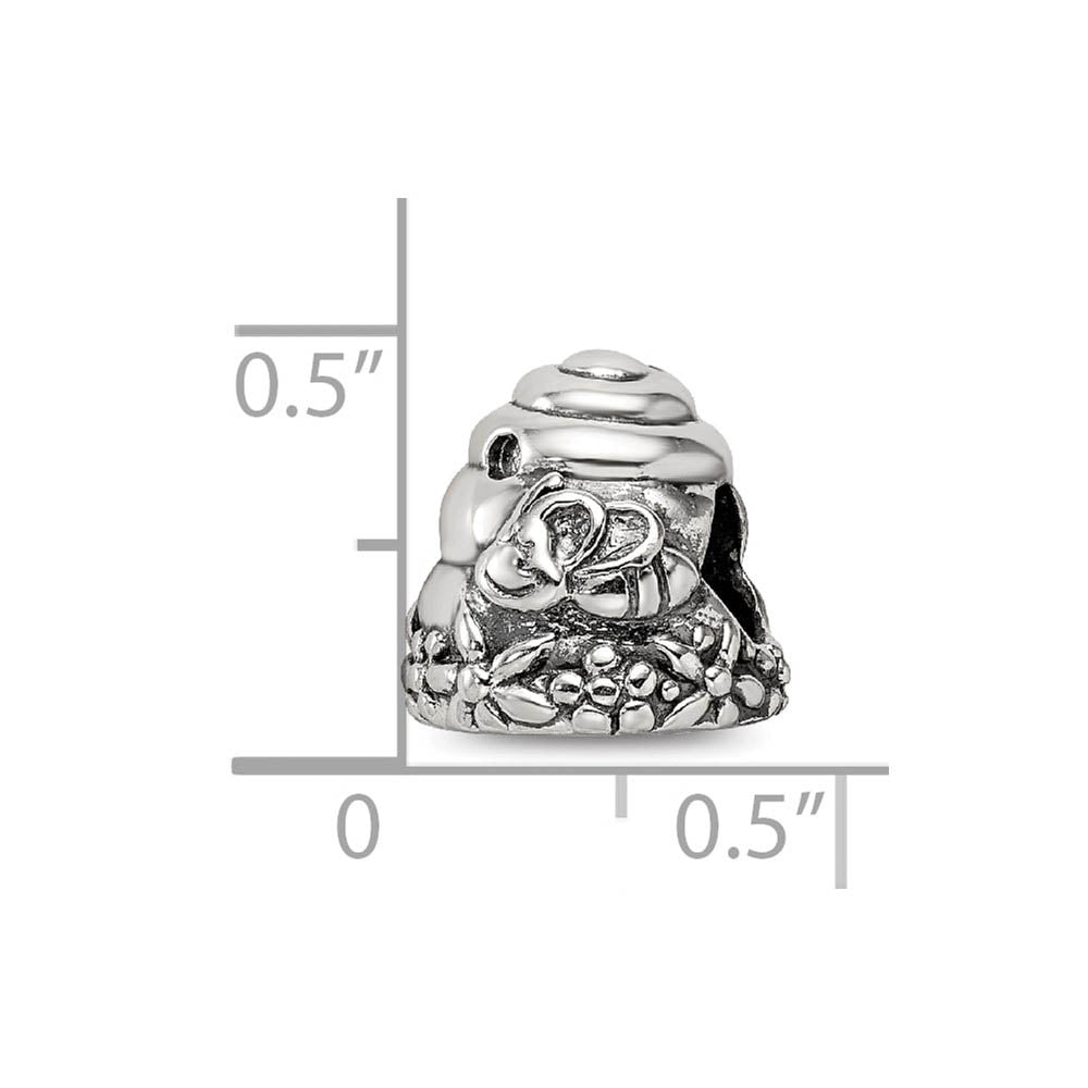 Alternate view of the Sterling Silver Antiqued Beehive Bead Charm by The Black Bow Jewelry Co.