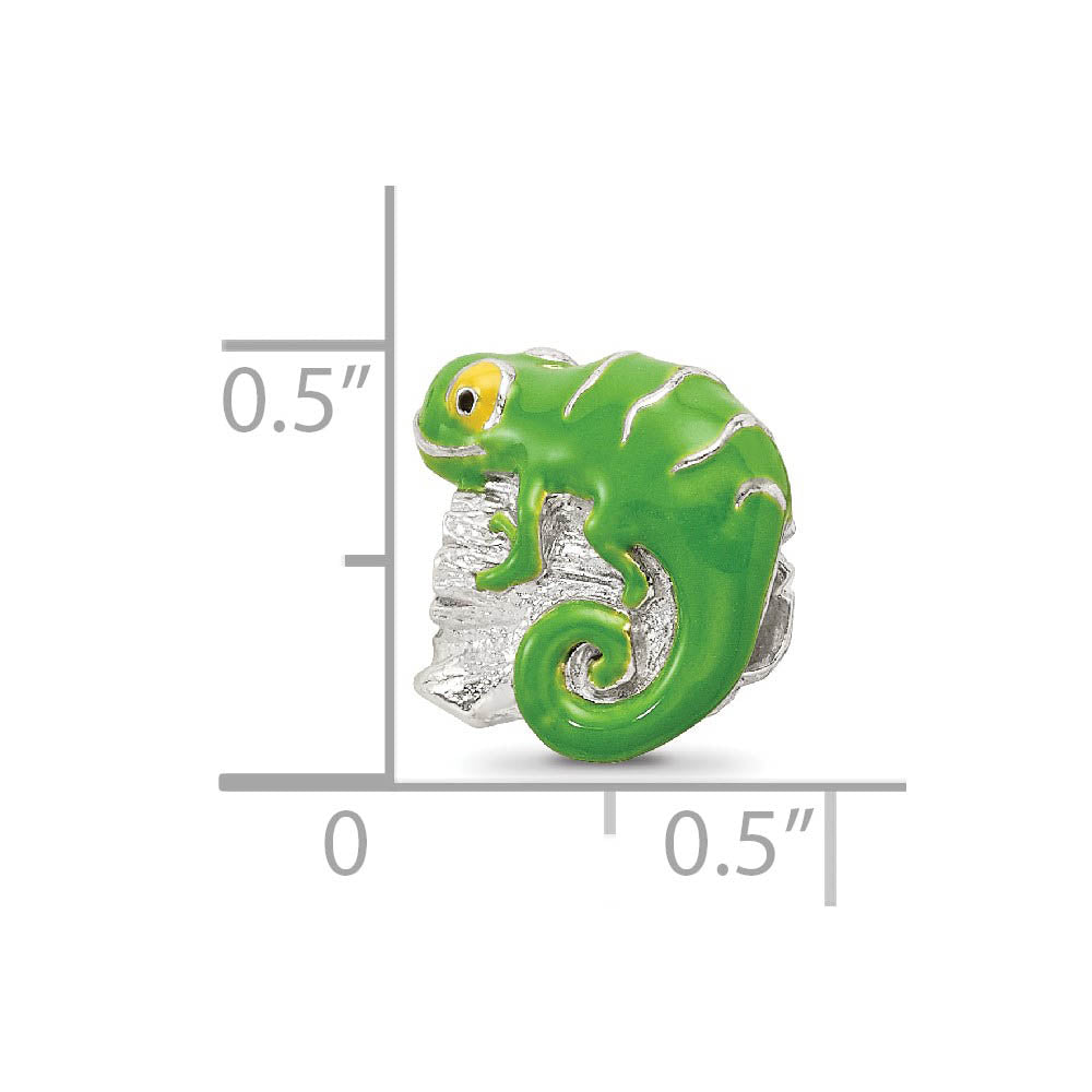 Alternate view of the Sterling Silver and Green Enameled Lizard Bead Charm by The Black Bow Jewelry Co.