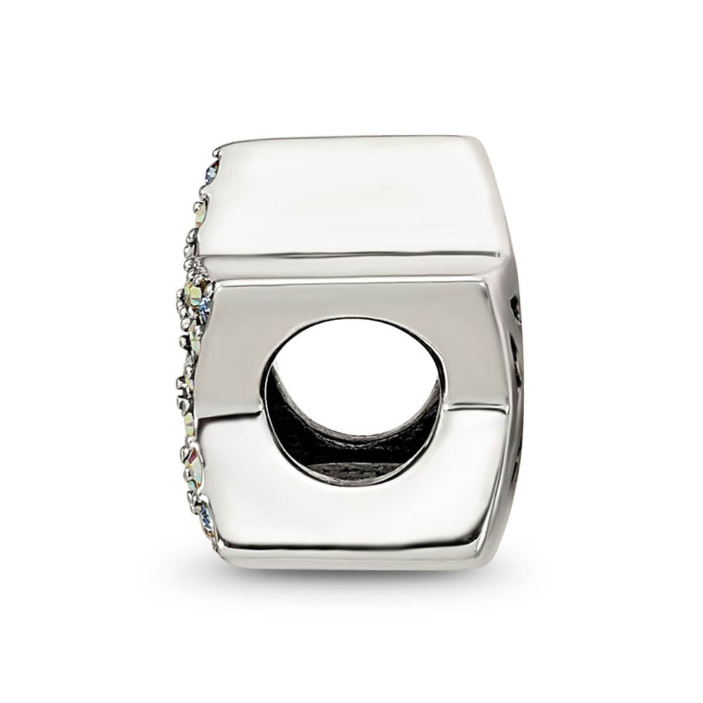 Alternate view of the Sterling Silver with Crystals Reversible Star Bead Charm, 10mm by The Black Bow Jewelry Co.