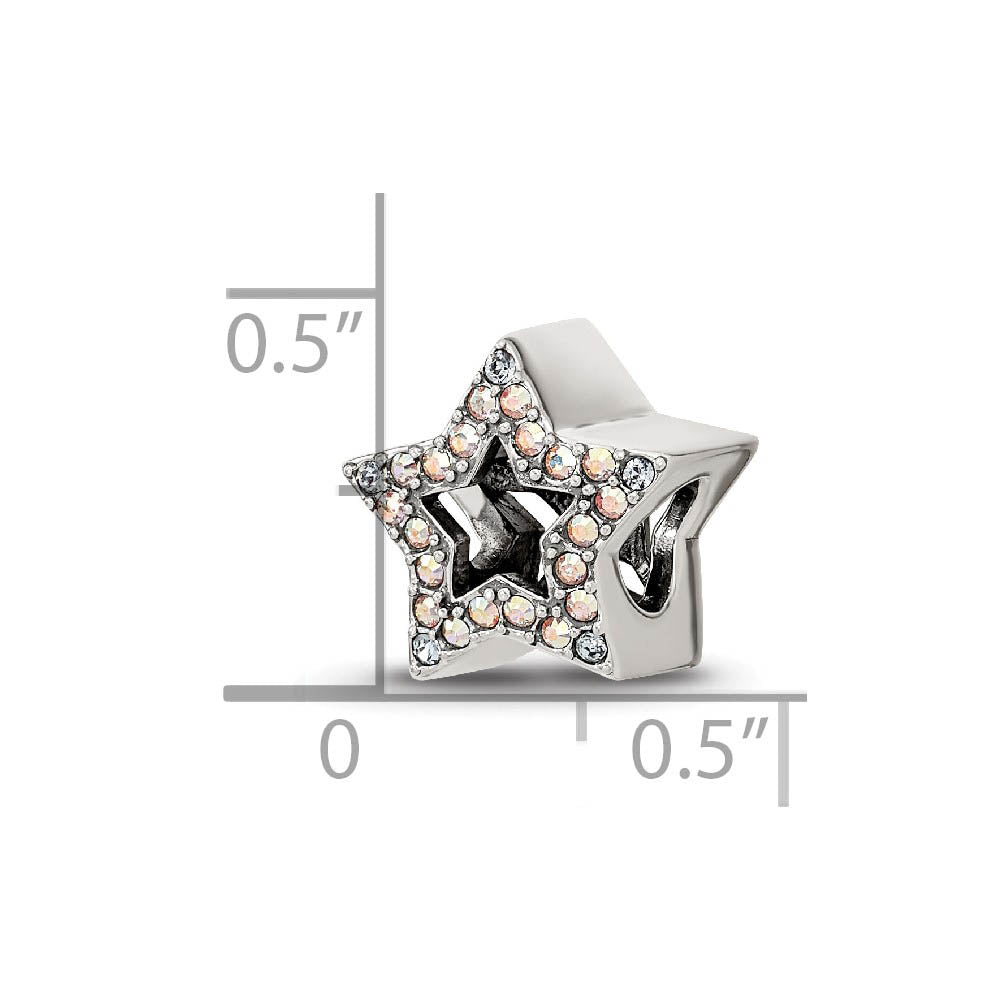 Alternate view of the Sterling Silver with Crystals Reversible Star Bead Charm, 10mm by The Black Bow Jewelry Co.