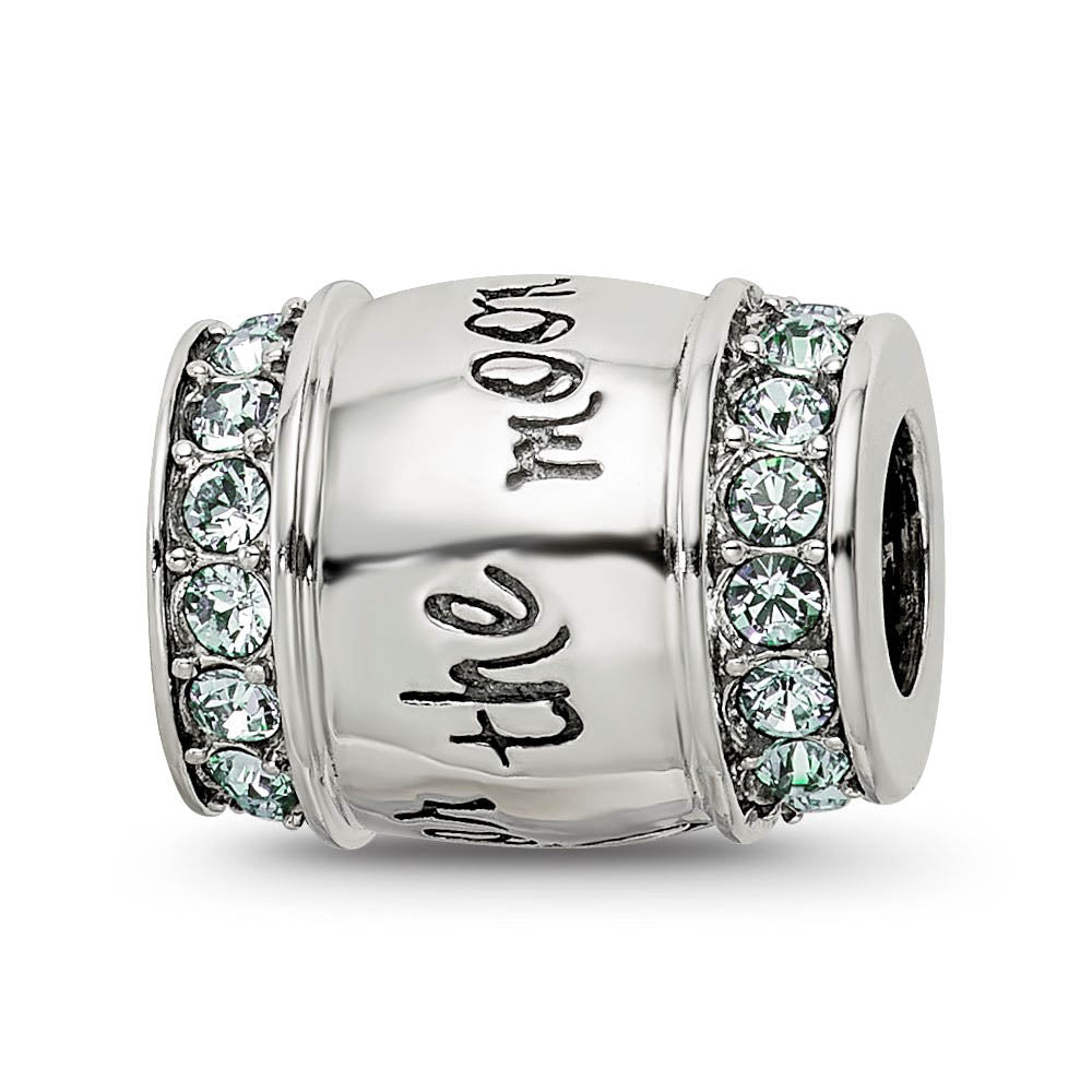 Alternate view of the Sterling Silver & Crystals Shoot for The Moon Barrel Bead Charm by The Black Bow Jewelry Co.