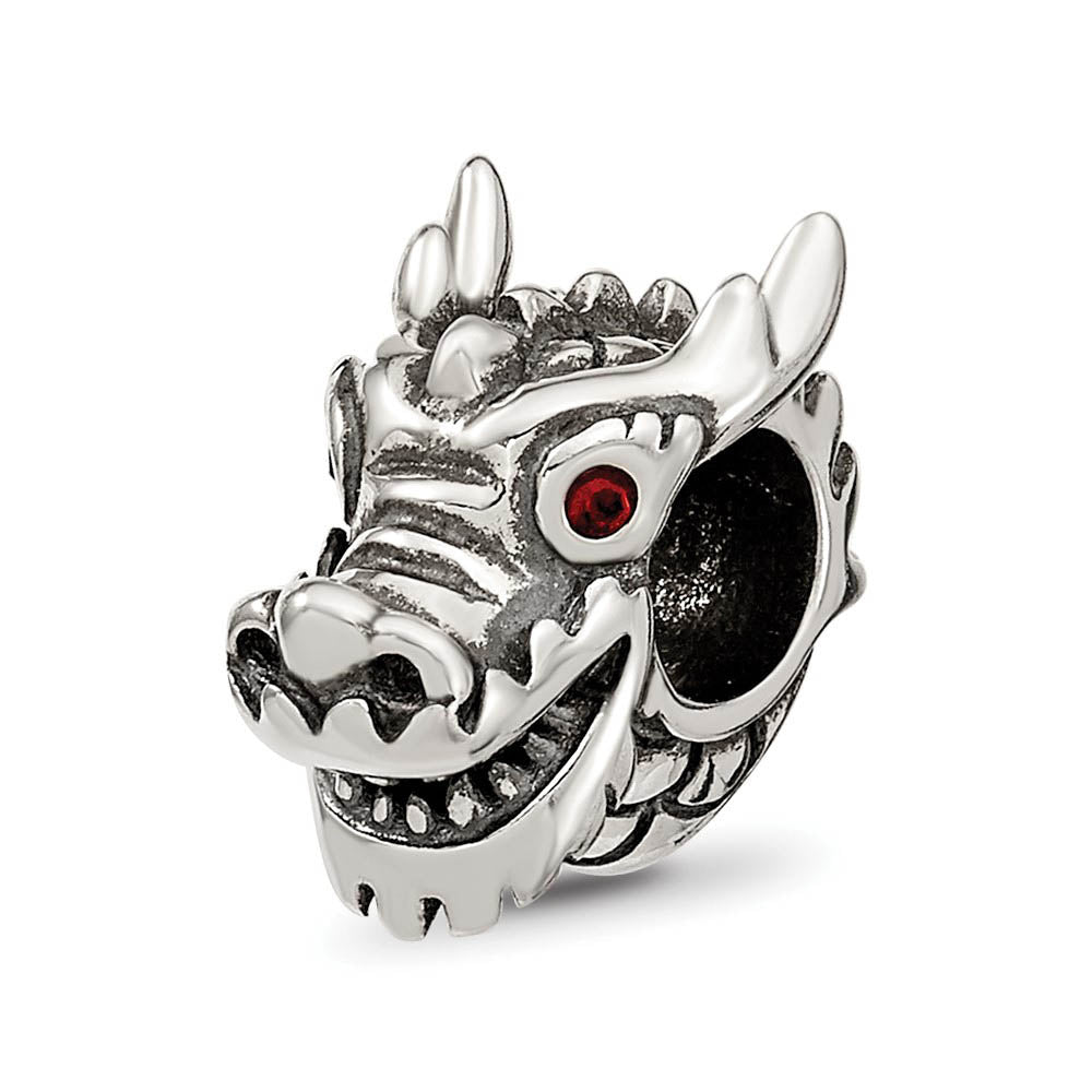 Sterling Silver Chinese New Year Dragon Head Bead Charm, Item B12110 by The Black Bow Jewelry Co.