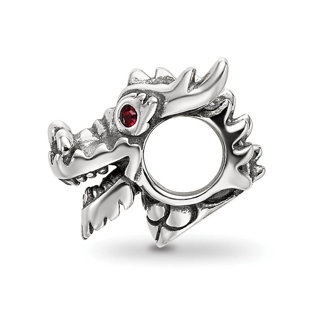 Alternate view of the Sterling Silver Chinese New Year Dragon Head Bead Charm by The Black Bow Jewelry Co.
