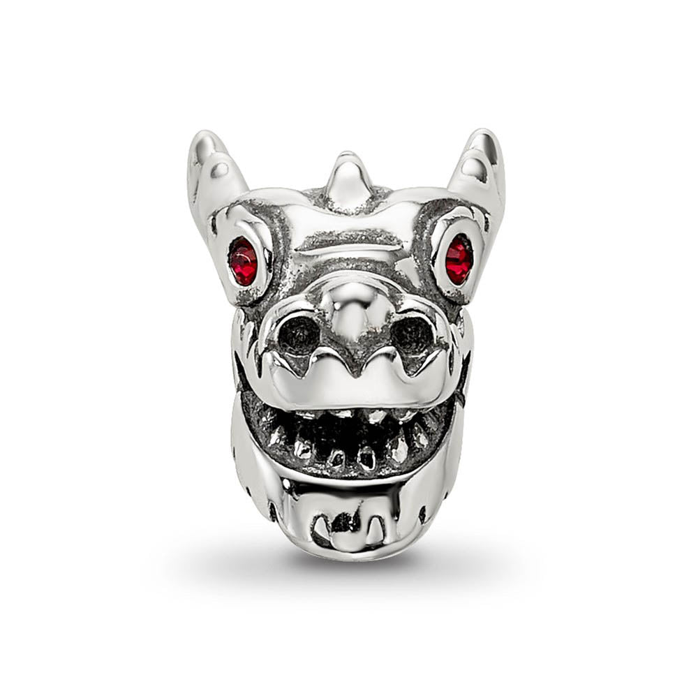 Alternate view of the Sterling Silver Chinese New Year Dragon Head Bead Charm by The Black Bow Jewelry Co.