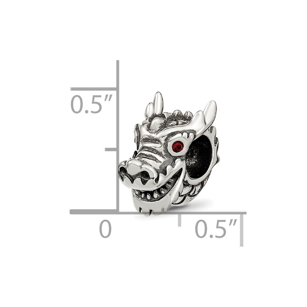 Alternate view of the Sterling Silver Chinese New Year Dragon Head Bead Charm by The Black Bow Jewelry Co.