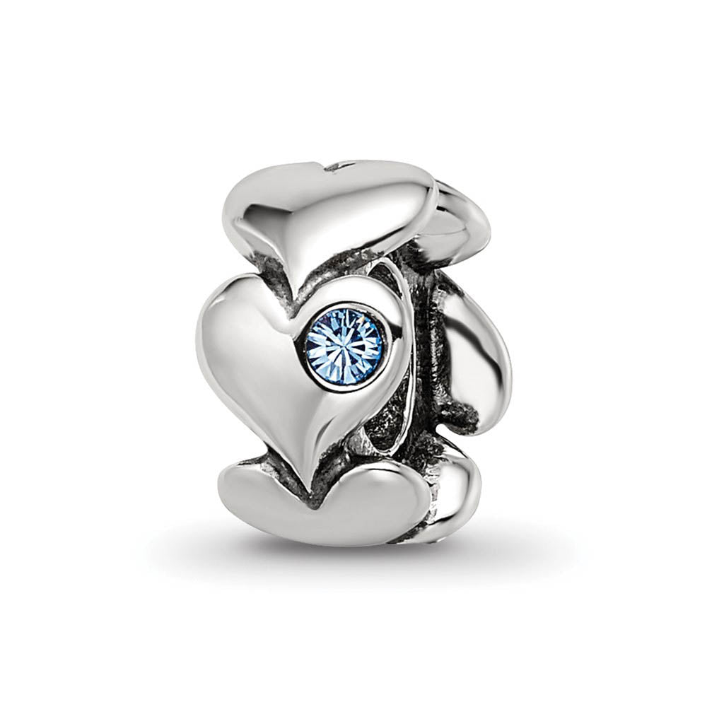 Sterling Silver & Crystals Endless Hearts Bead Charm, Item B12112 by The Black Bow Jewelry Co.