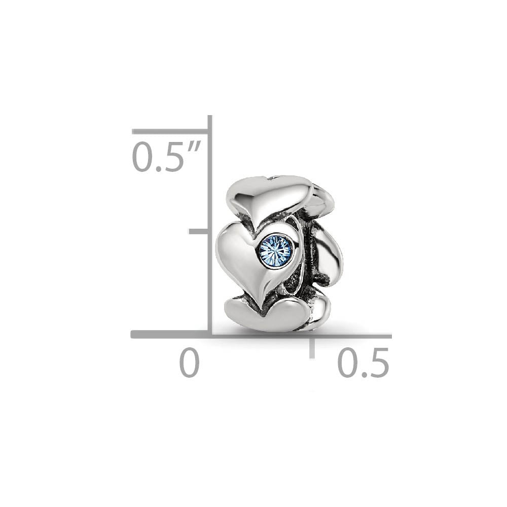 Alternate view of the Sterling Silver & Crystals Endless Hearts Bead Charm by The Black Bow Jewelry Co.