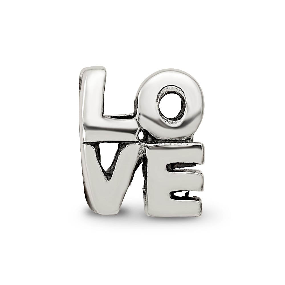 Alternate view of the Sterling Silver LOVE Script Bead Charm by The Black Bow Jewelry Co.