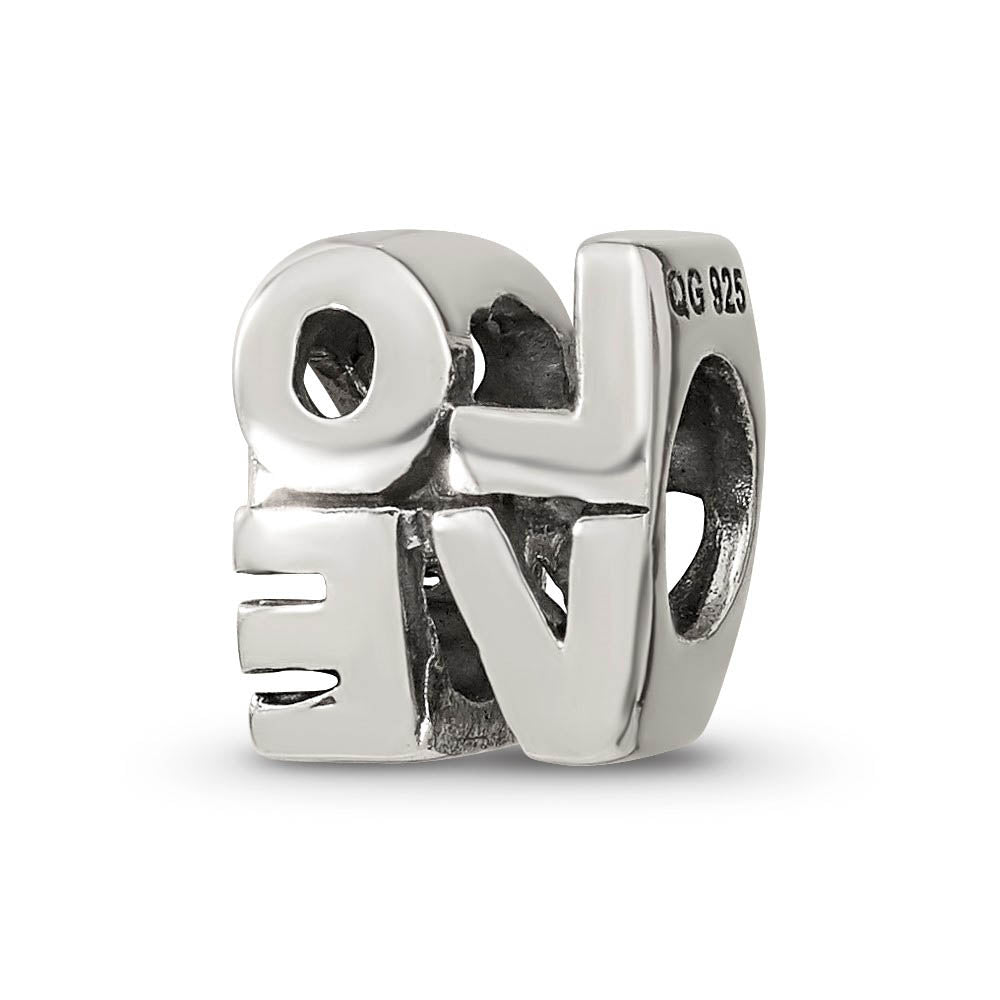 Alternate view of the Sterling Silver LOVE Script Bead Charm by The Black Bow Jewelry Co.
