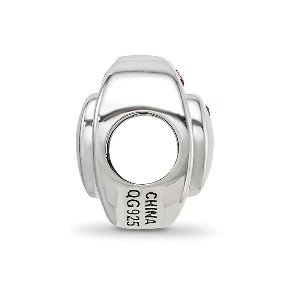 Alternate view of the Sterling Silver Pink Crystal 2 Piece Heart Bead Charm by The Black Bow Jewelry Co.