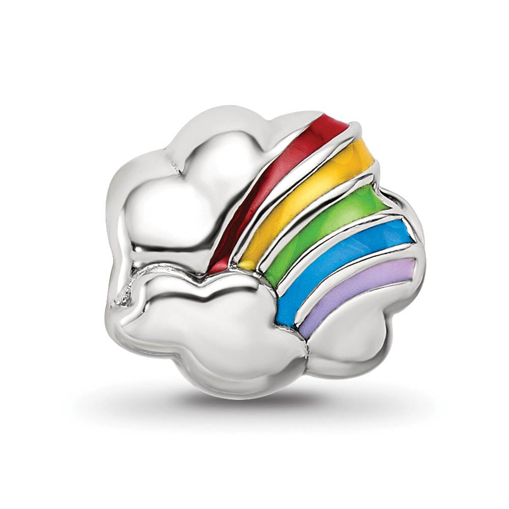 Alternate view of the Sterling Silver Enameled Rainbow Cloud Bead Charm by The Black Bow Jewelry Co.