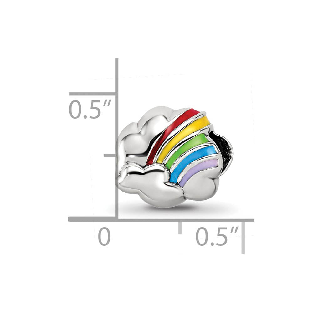 Alternate view of the Sterling Silver Enameled Rainbow Cloud Bead Charm by The Black Bow Jewelry Co.