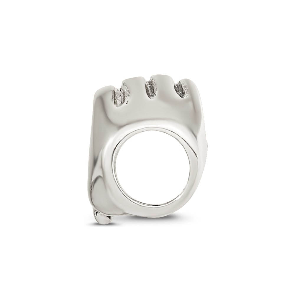 Alternate view of the Sterling Silver Polished Heart Hands Bead Charm by The Black Bow Jewelry Co.