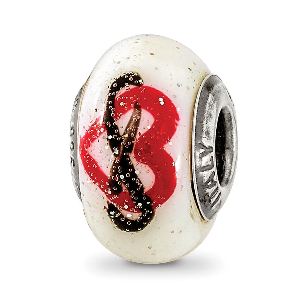 Infinity Heart Murano Glass and Sterling Silver Bead Charm, Item B12137 by The Black Bow Jewelry Co.