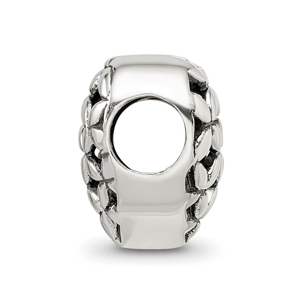 Alternate view of the Sterling Silver Floral Lattice Heart Bead Charm by The Black Bow Jewelry Co.