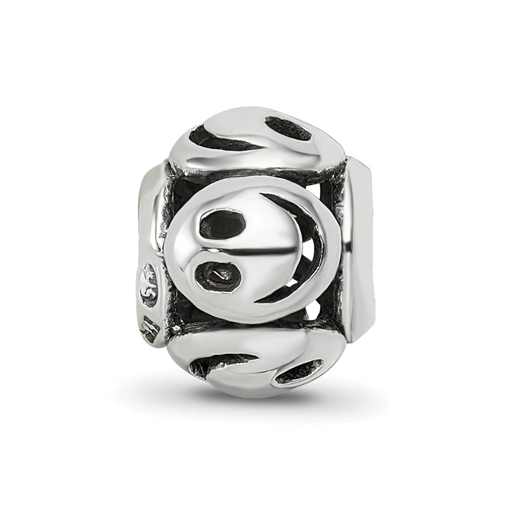 Alternate view of the Antiqued Sterling Silver Smiley Faces Bead Charm by The Black Bow Jewelry Co.