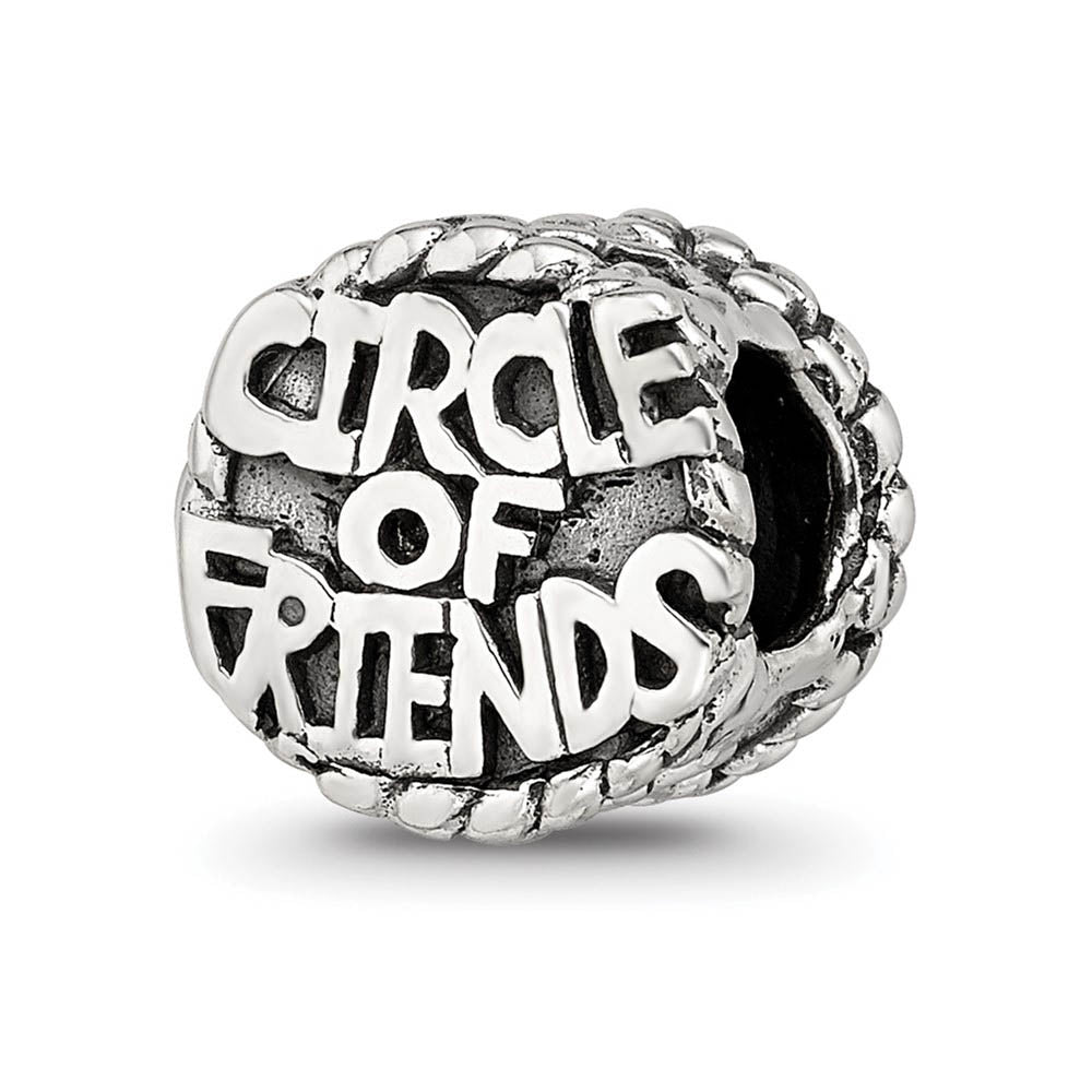 Circle of Friends Bead Charm in Antiqued Sterling Silver, Item B12169 by The Black Bow Jewelry Co.