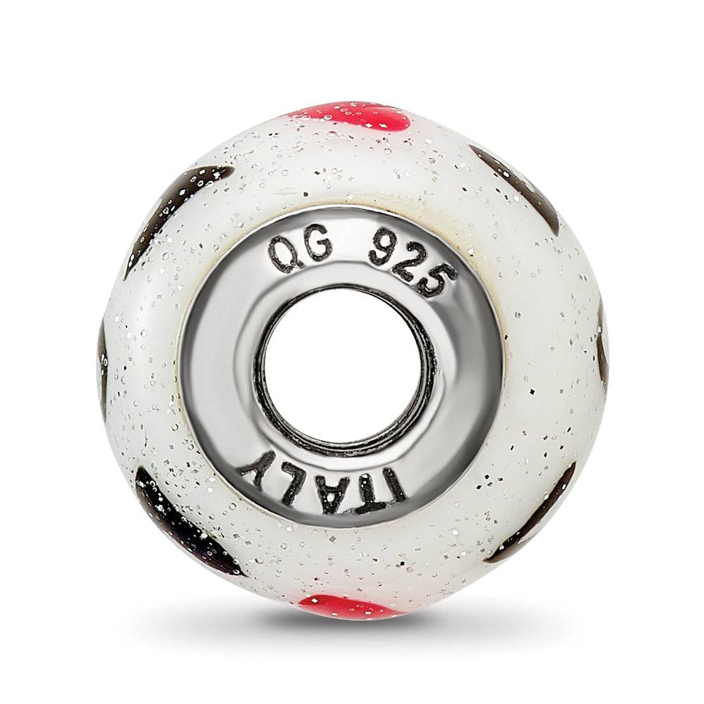 Alternate view of the Sterling Silver & White Italian Murano Glass Mom & Hearts Bead Charm by The Black Bow Jewelry Co.