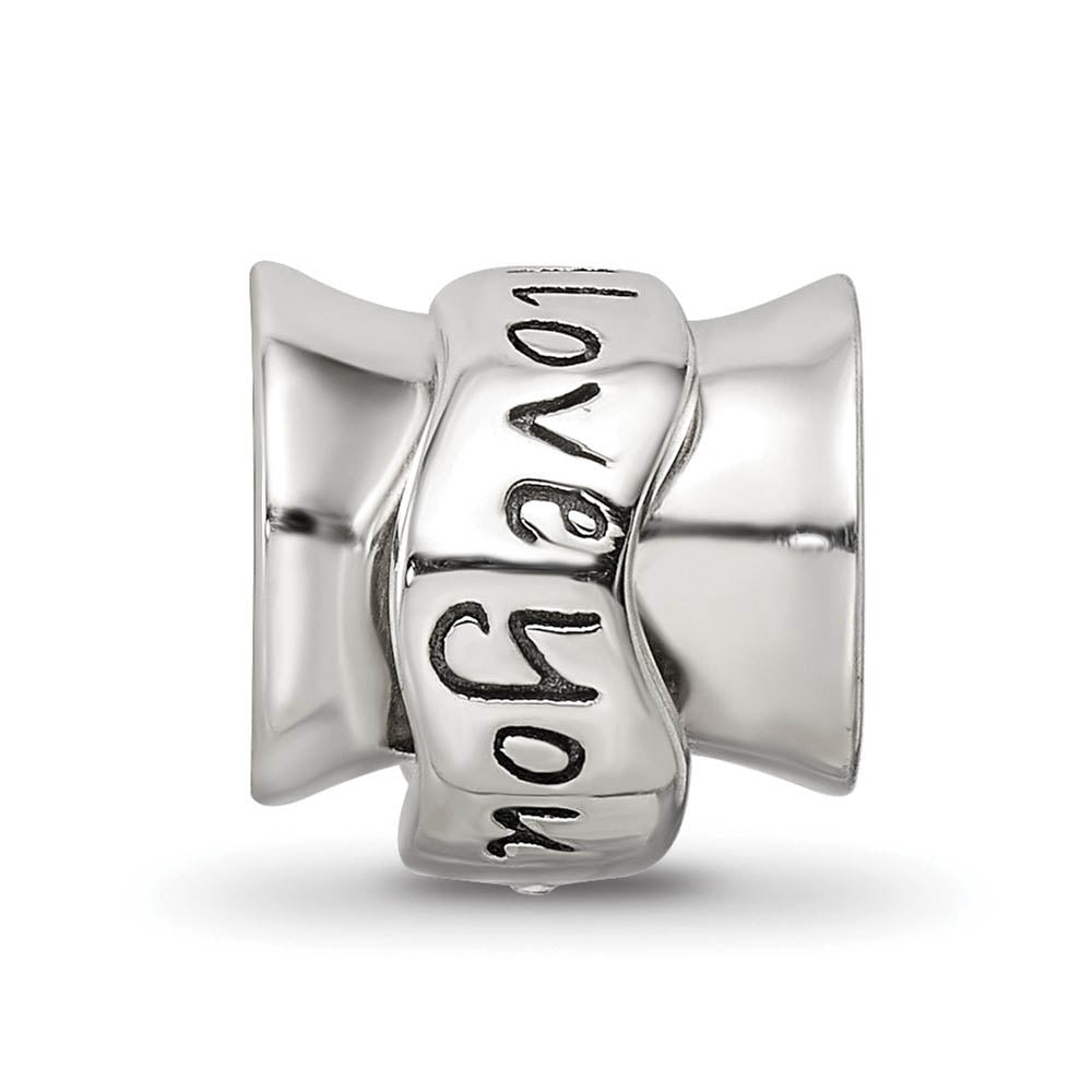 Alternate view of the Sterling Silver and Crystal Mom I Love You Spinner Bead Charm by The Black Bow Jewelry Co.
