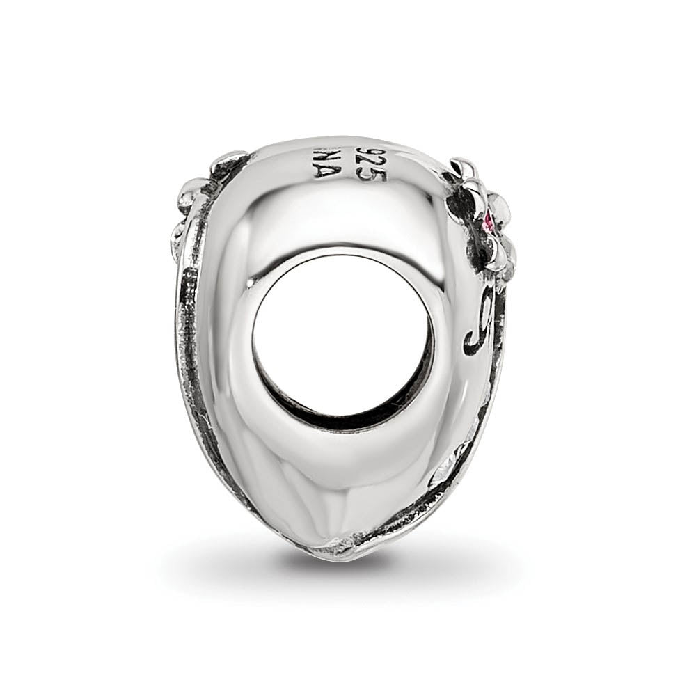 Alternate view of the Sterling Silver with Crystals Vining Flower Mom Heart Bead Charm by The Black Bow Jewelry Co.