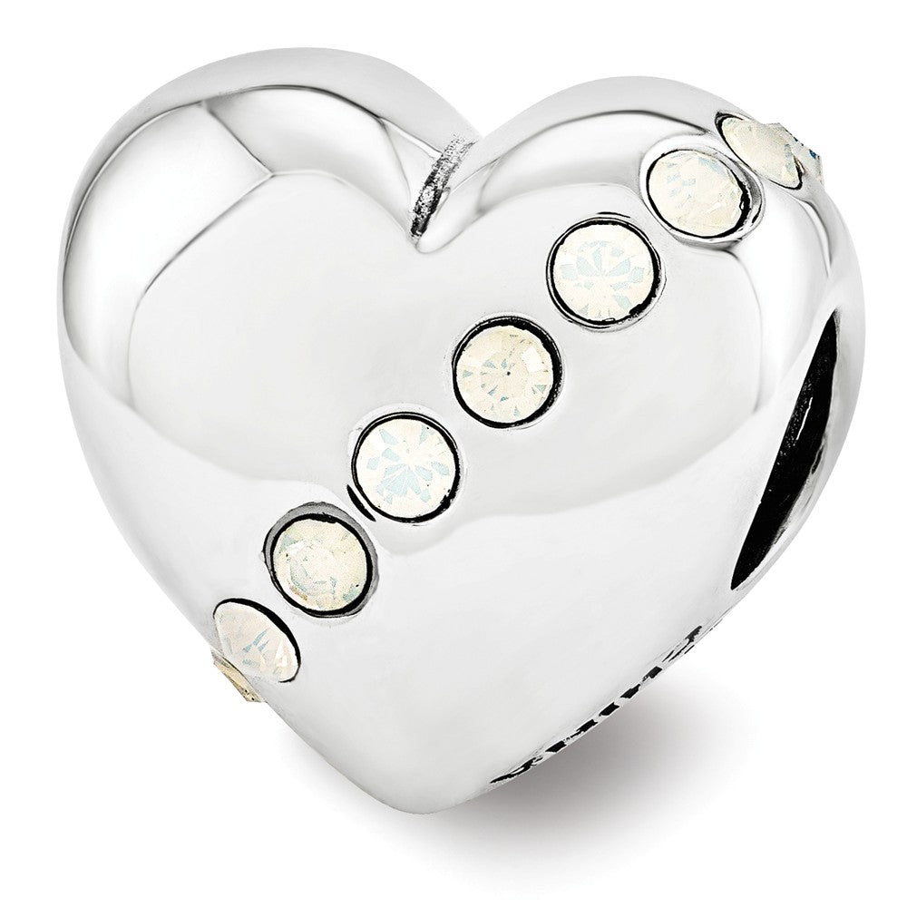 Alternate view of the Sterling Silver with White Crystals Mother Heart Bead Charm by The Black Bow Jewelry Co.