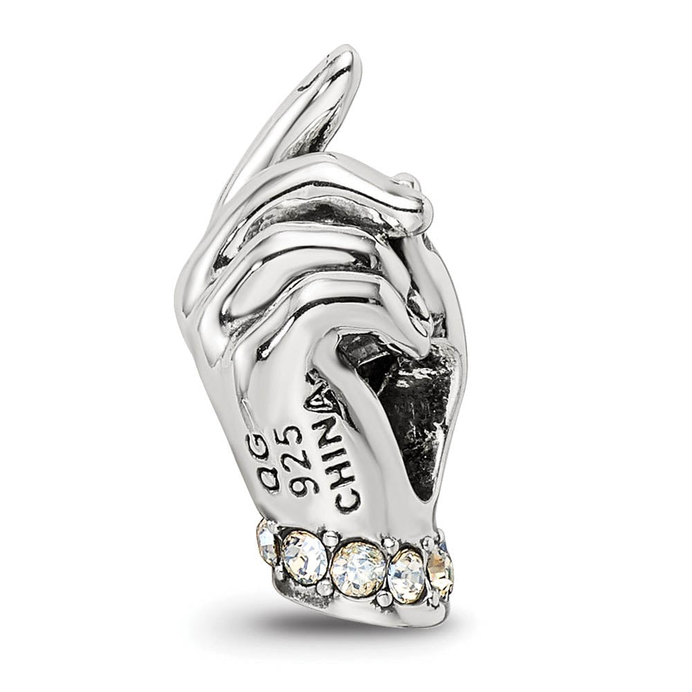 Alternate view of the Sterling Silver with Crystals Mother & Child Hands Bead Charm by The Black Bow Jewelry Co.