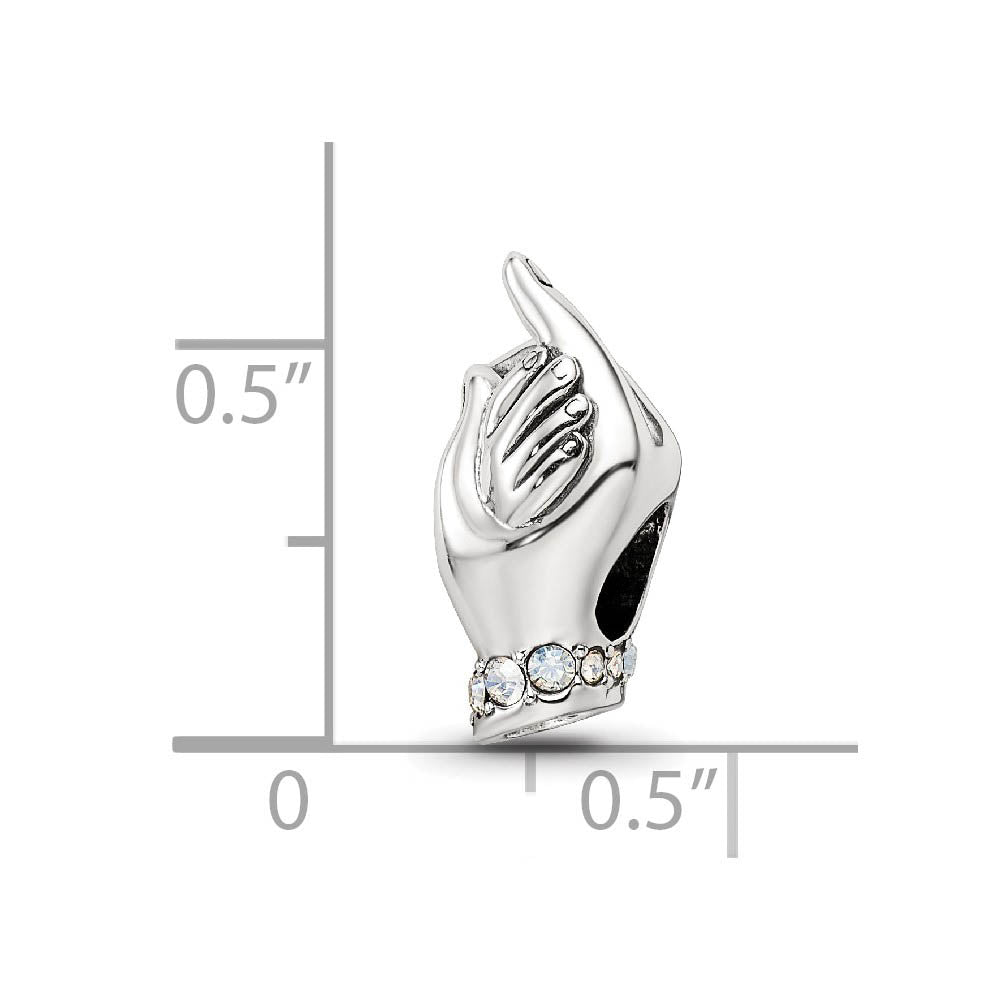 Alternate view of the Sterling Silver with Crystals Mother & Child Hands Bead Charm by The Black Bow Jewelry Co.