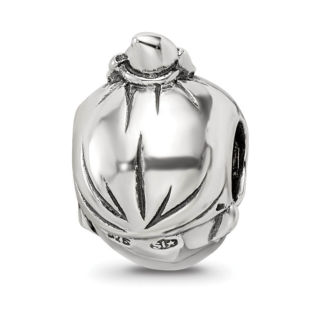 Alternate view of the Sterling Silver Little Girl's Head with Ponytail Bead Charm by The Black Bow Jewelry Co.