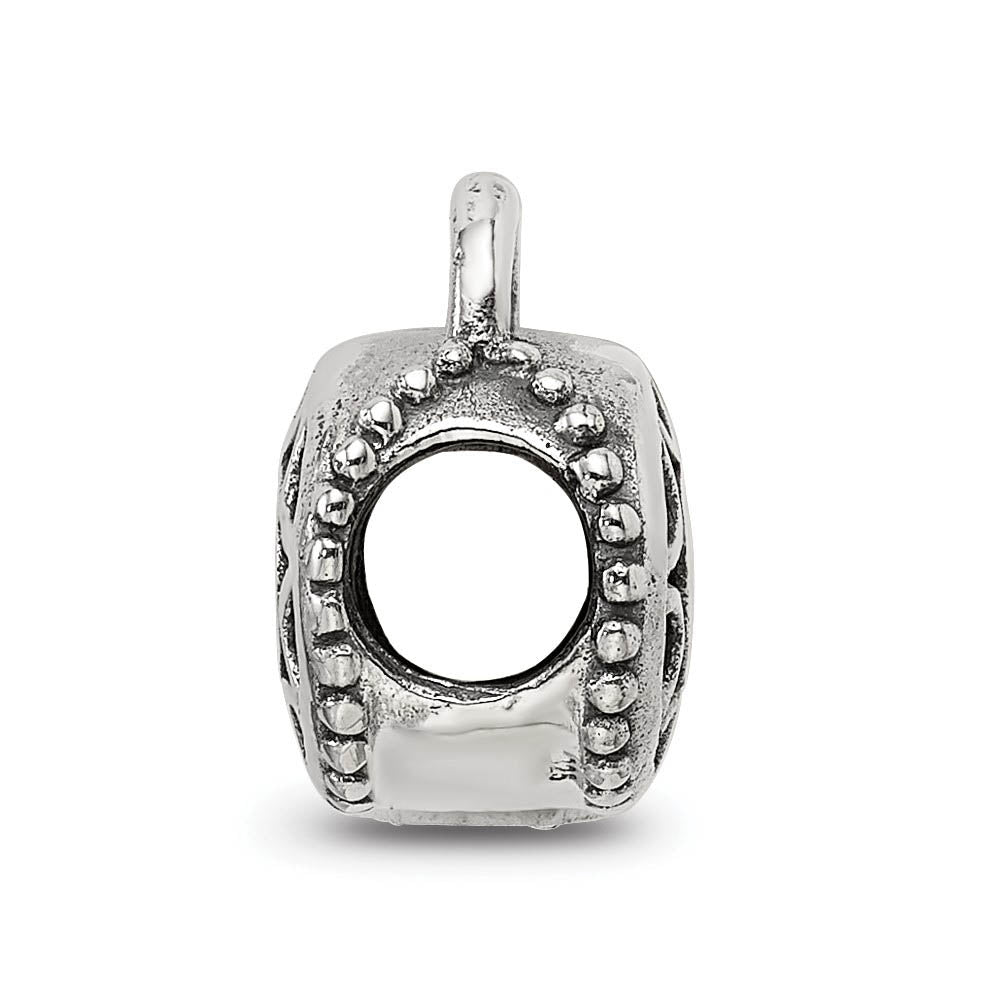 Alternate view of the Filigree Padlock Bead Charm in Antiqued Sterling Silver by The Black Bow Jewelry Co.