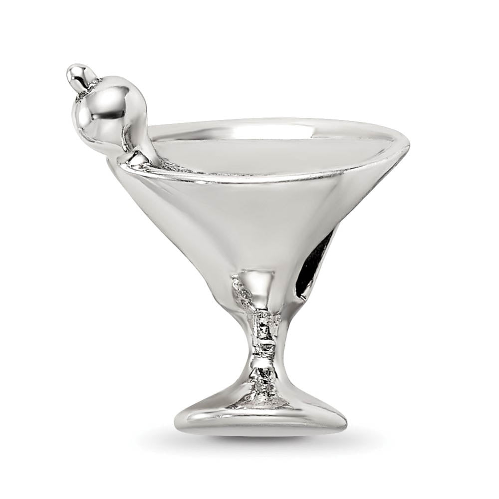 Sterling Silver Martini Glass Bead Charm, Item B12206 by The Black Bow Jewelry Co.