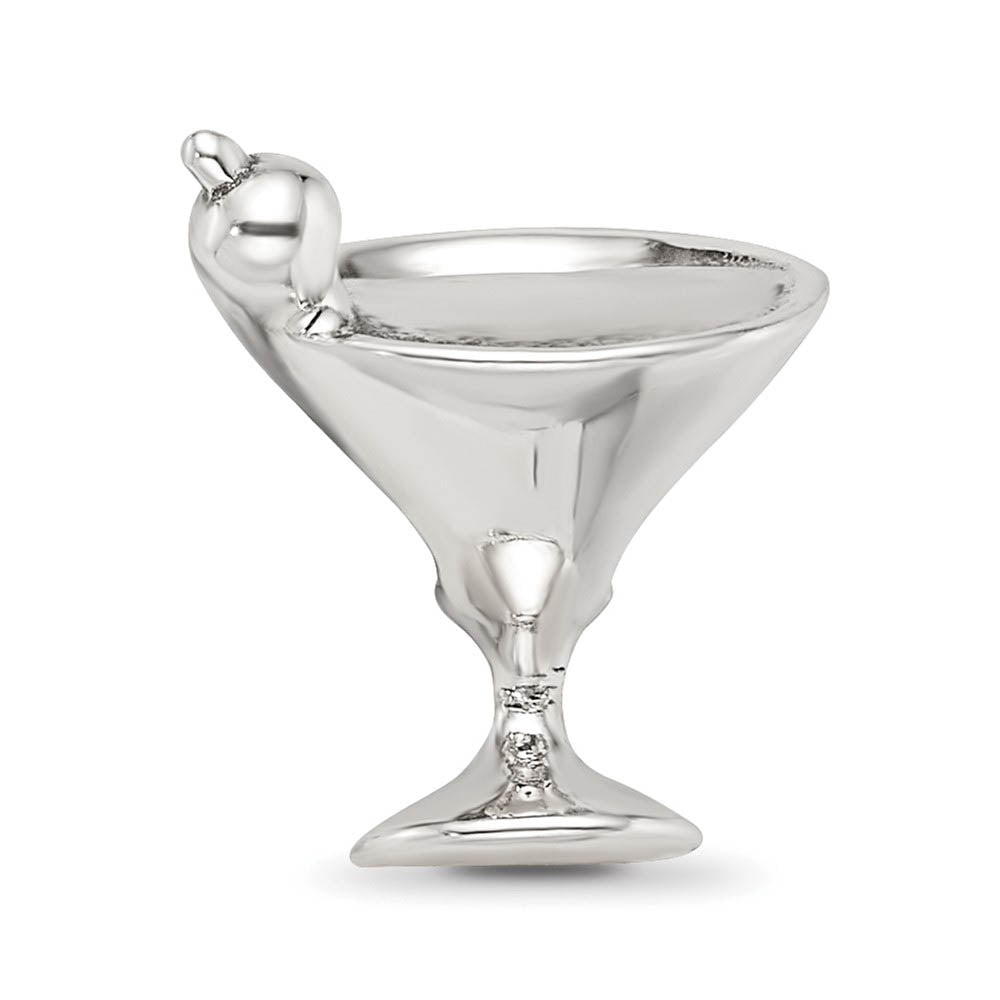 Alternate view of the Sterling Silver Martini Glass Bead Charm by The Black Bow Jewelry Co.
