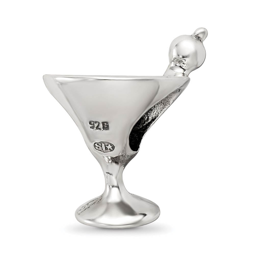 Alternate view of the Sterling Silver Martini Glass Bead Charm by The Black Bow Jewelry Co.