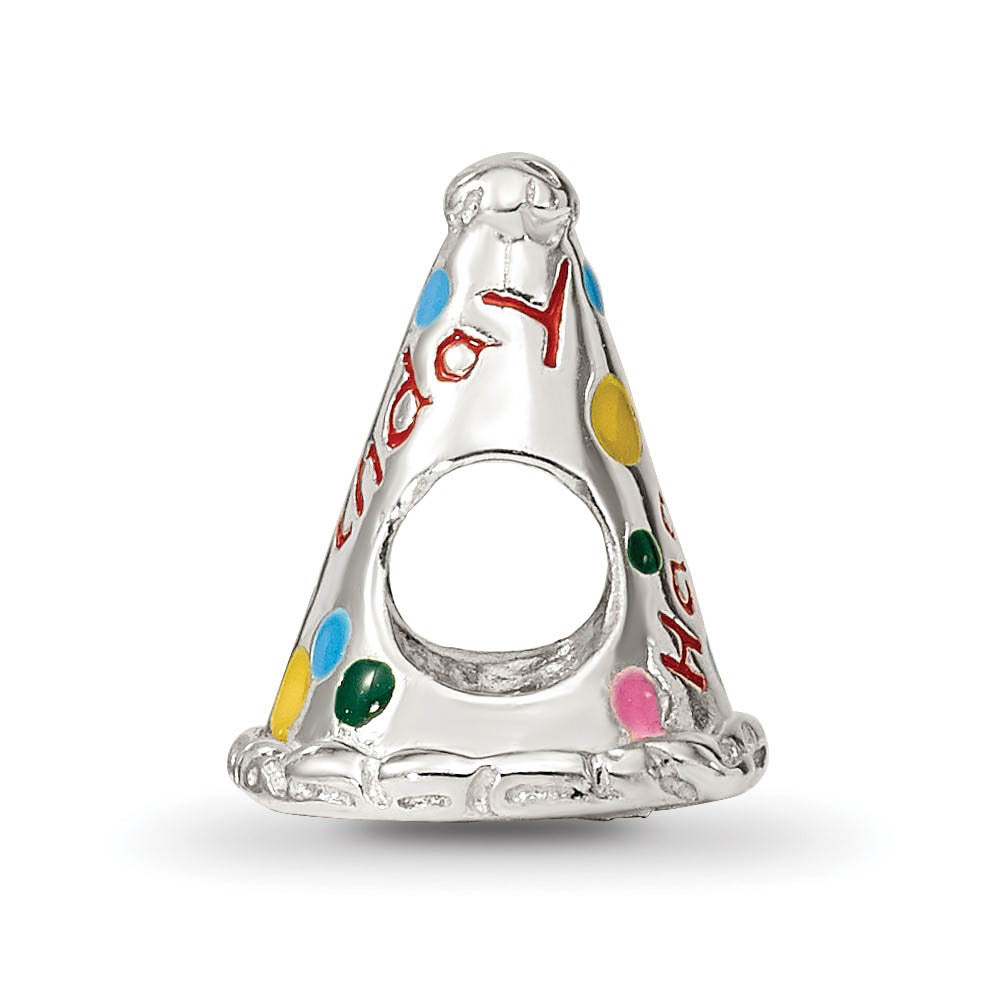 Alternate view of the Sterling Silver and Enamel Happy Birthday Hat Bead Charm by The Black Bow Jewelry Co.