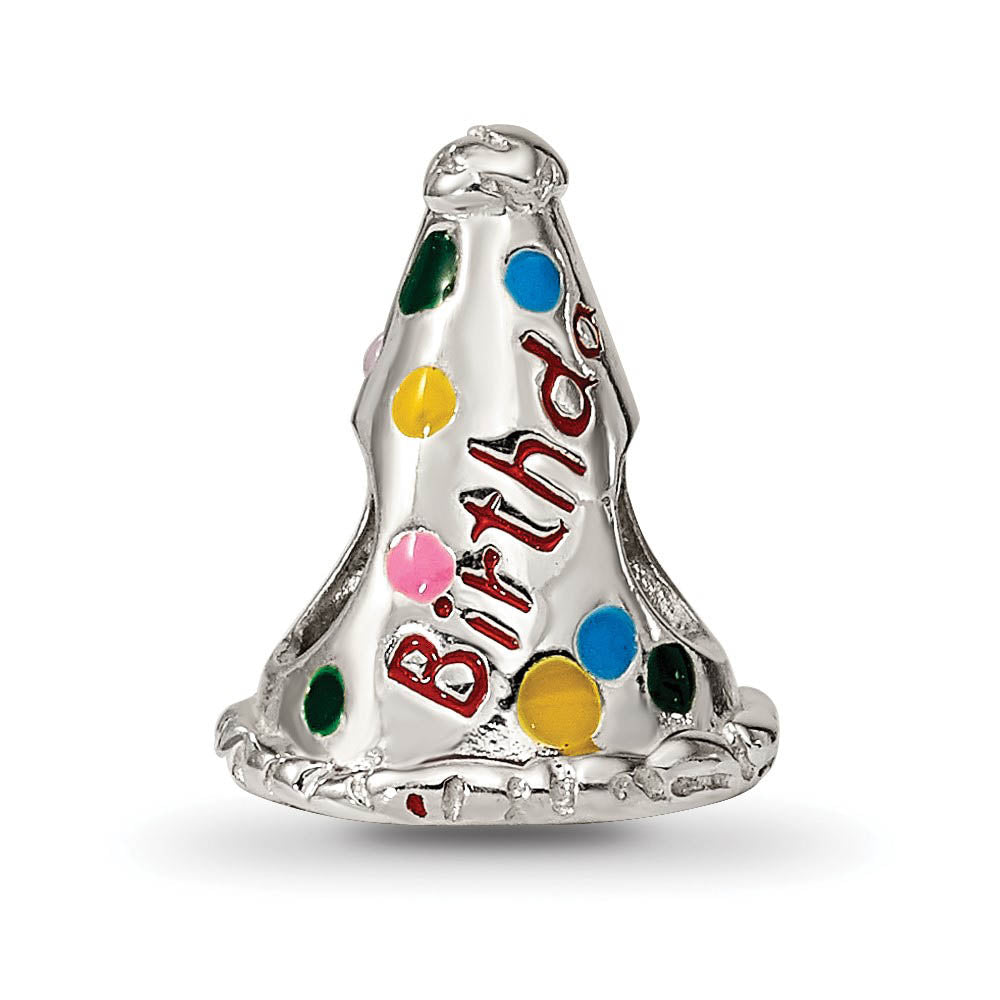 Alternate view of the Sterling Silver and Enamel Happy Birthday Hat Bead Charm by The Black Bow Jewelry Co.