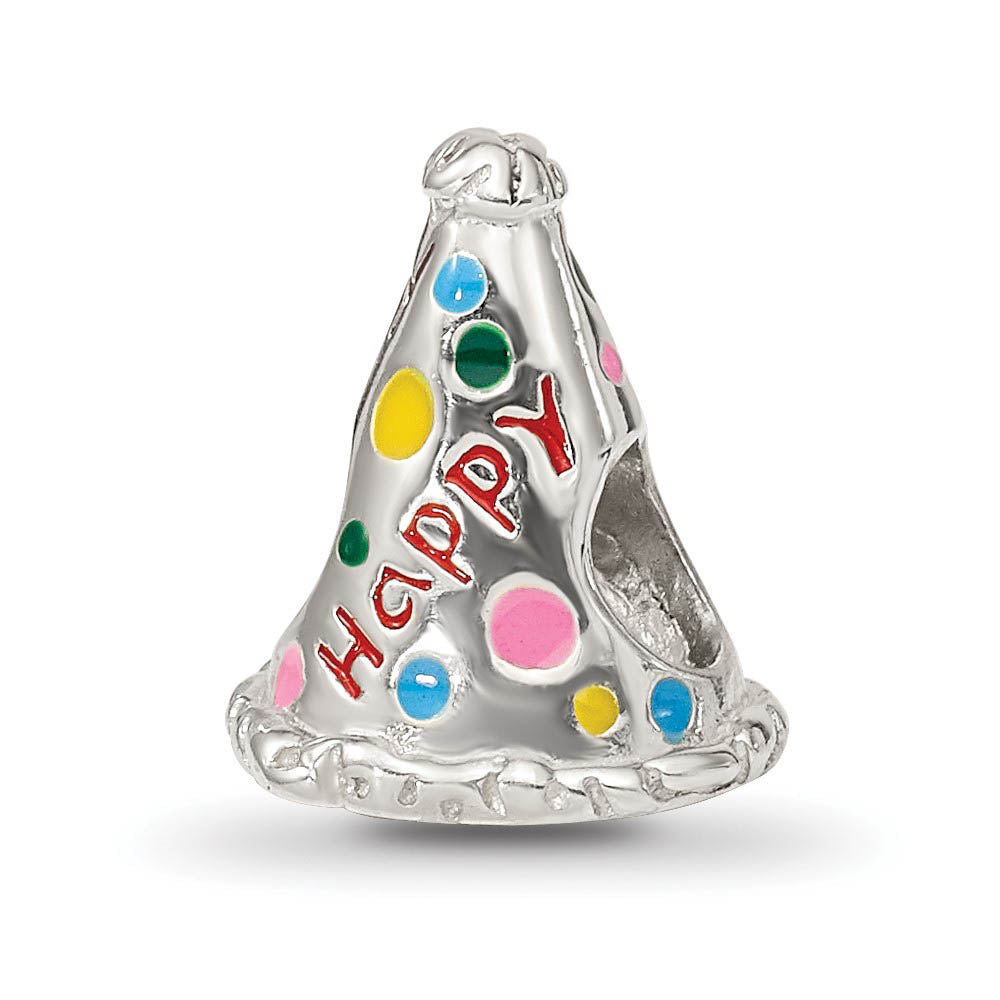 Alternate view of the Sterling Silver and Enamel Happy Birthday Hat Bead Charm by The Black Bow Jewelry Co.