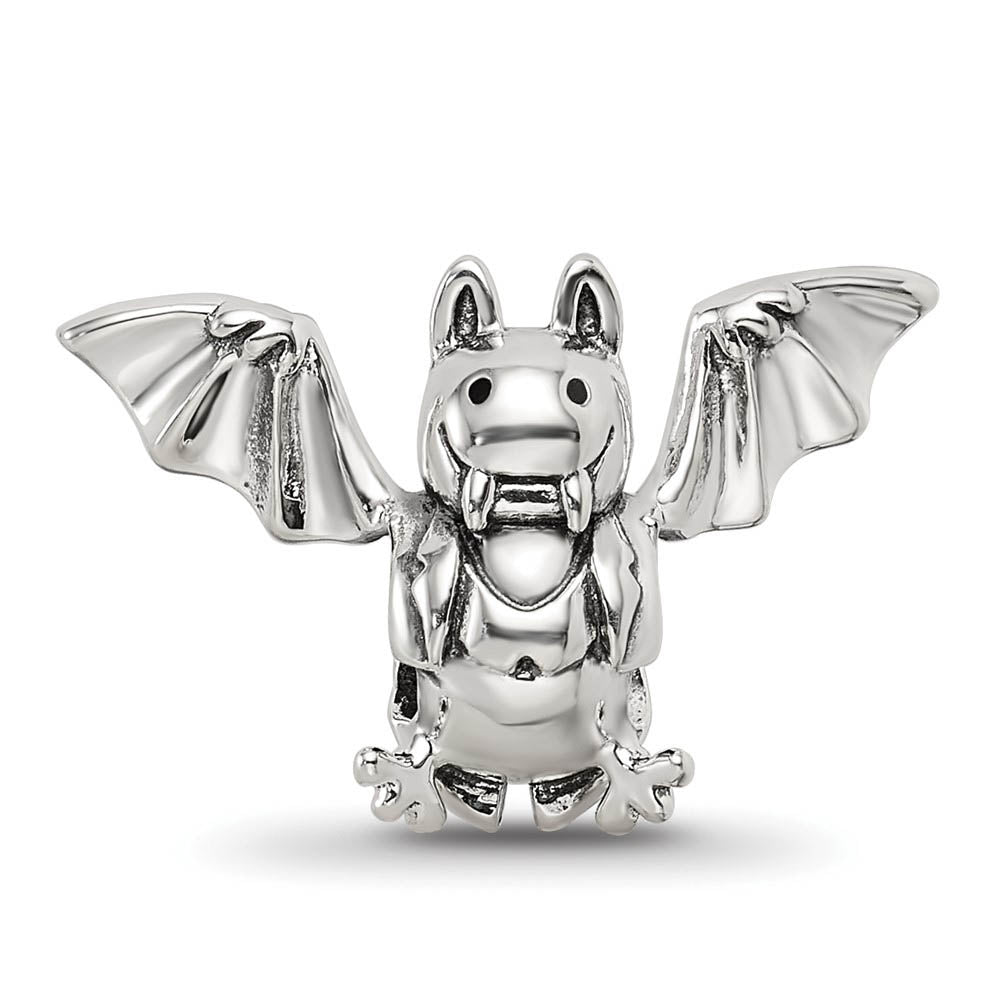 Alternate view of the Vampire Bat Bead Charm in Antiqued Sterling Silver by The Black Bow Jewelry Co.