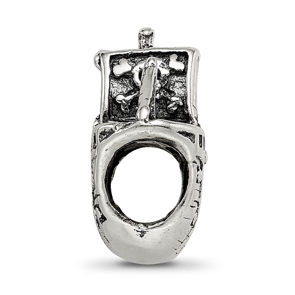 Alternate view of the Pirate Ship Bead Charm in Antiqued Sterling Silver by The Black Bow Jewelry Co.