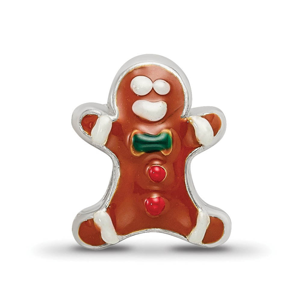 Alternate view of the Sterling Silver & Enameled Gingerbread Man Bead Charm by The Black Bow Jewelry Co.