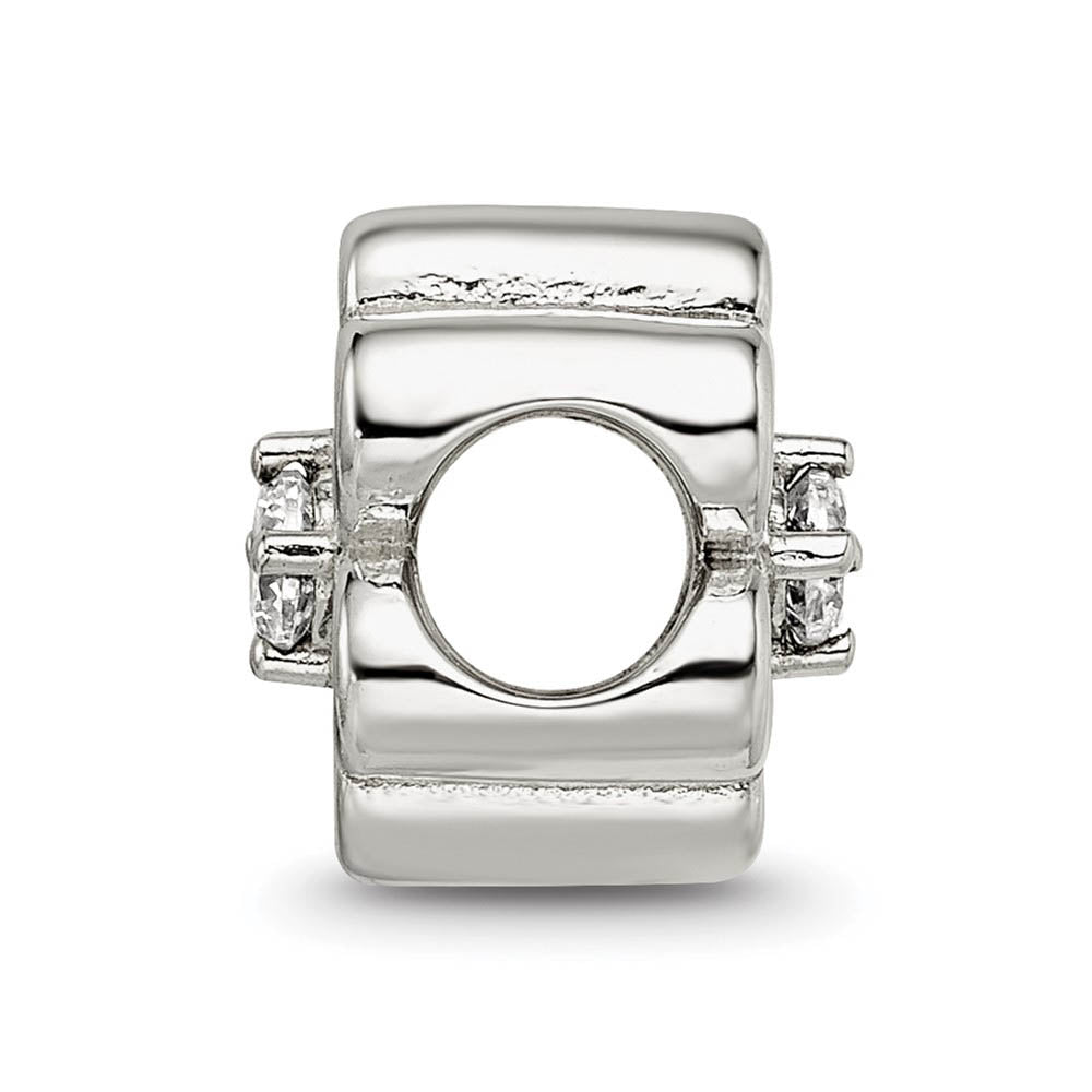 Alternate view of the Four Leaf Heart Clover Cubic Zirconia and Sterling Silver Bead Charm by The Black Bow Jewelry Co.