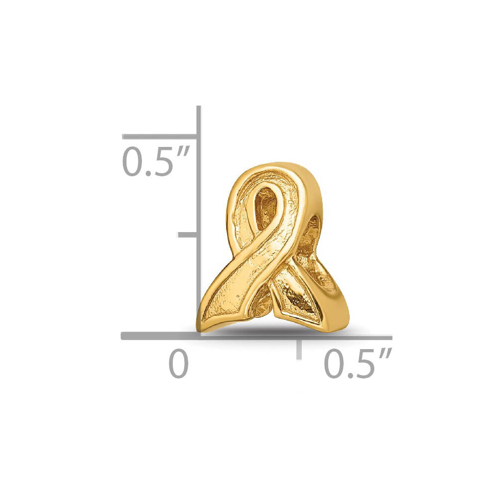Alternate view of the Awareness Ribbon Bead Charm in 14k Yellow Gold Plated Sterling Silver by The Black Bow Jewelry Co.