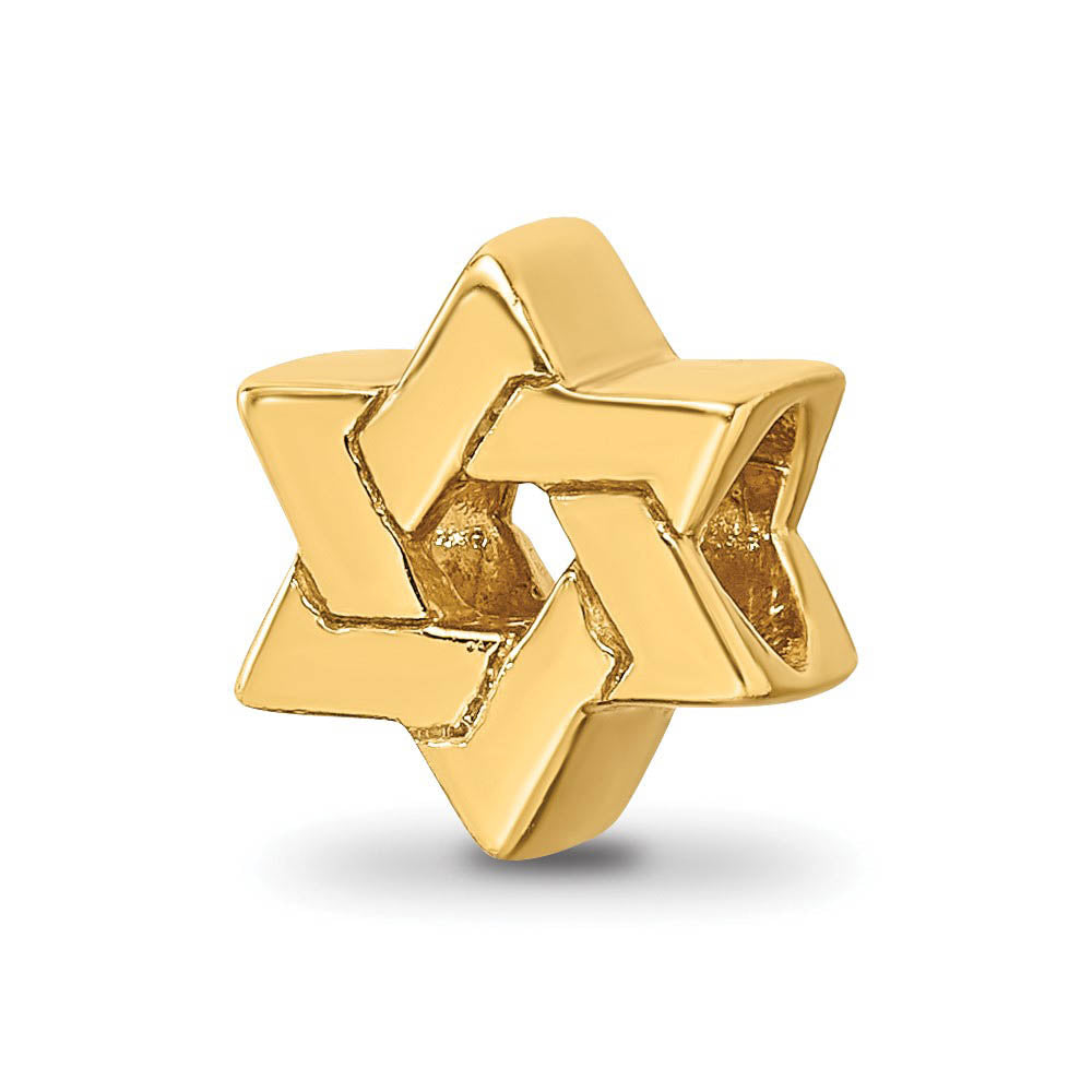 Star of David Bead Charm in 14k Yellow Gold Plated Sterling Silver, Item B12237 by The Black Bow Jewelry Co.